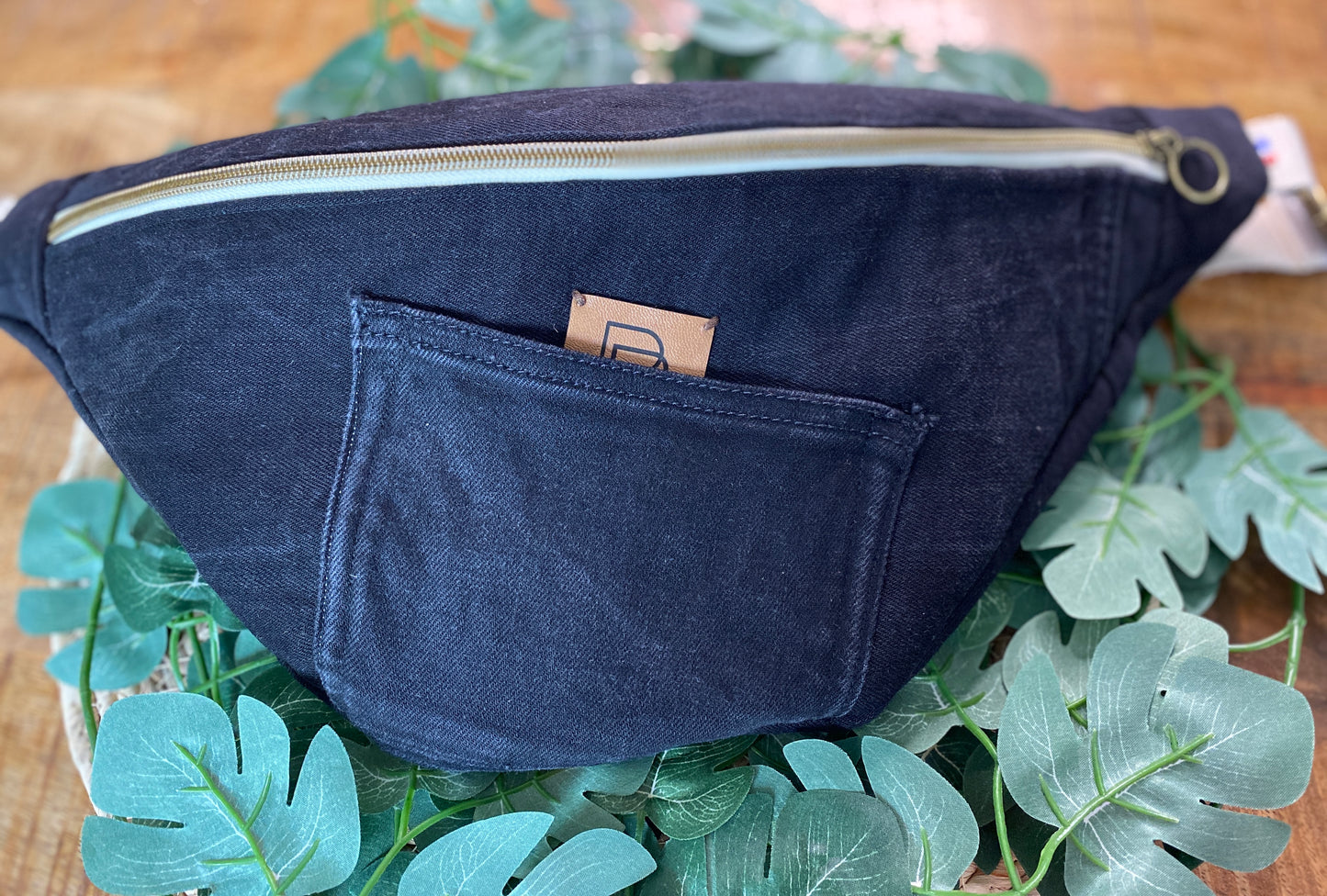 Sac banane jeans noir